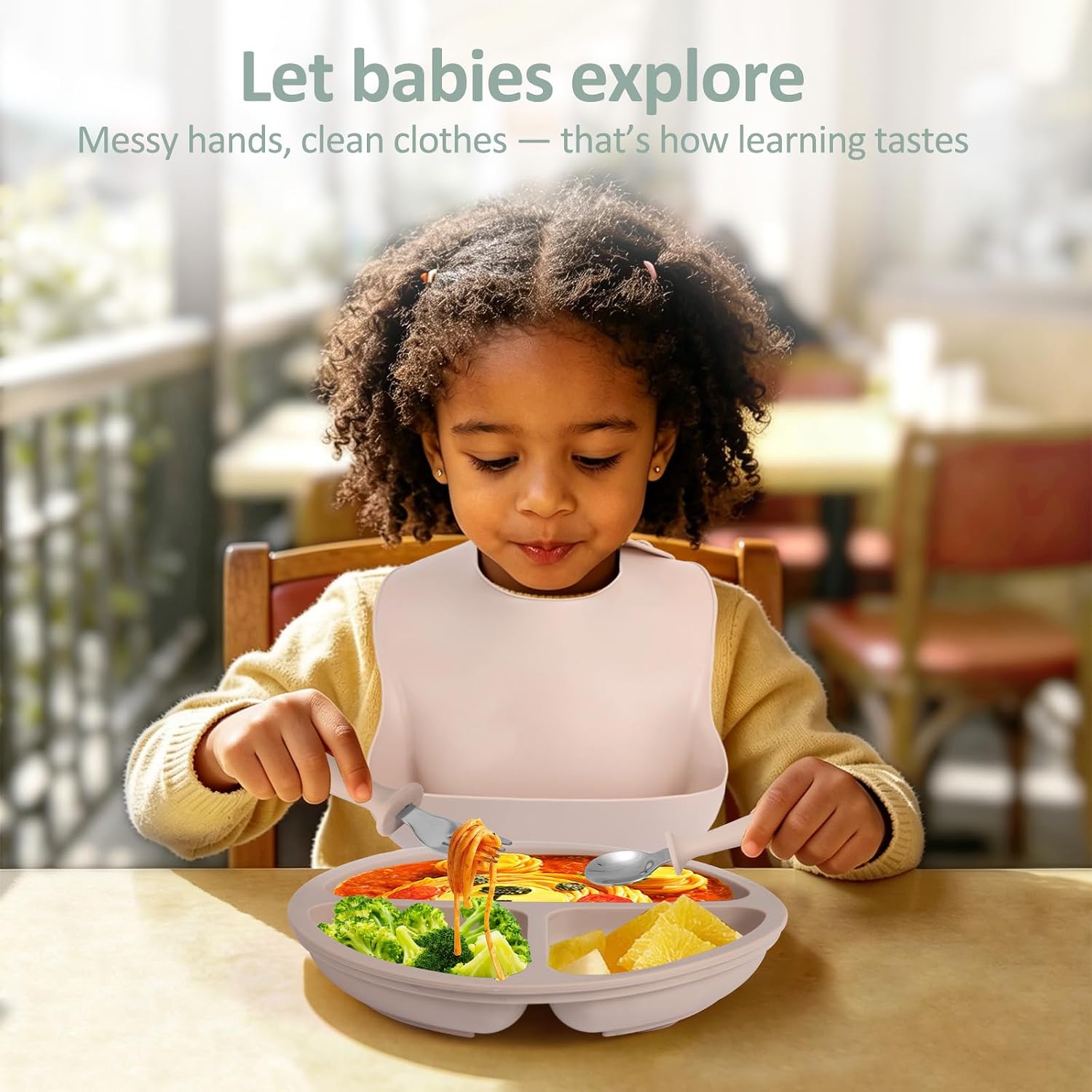 Eascrozn Silicone Bibs for Babies Toddler Set of 3, BPA Free