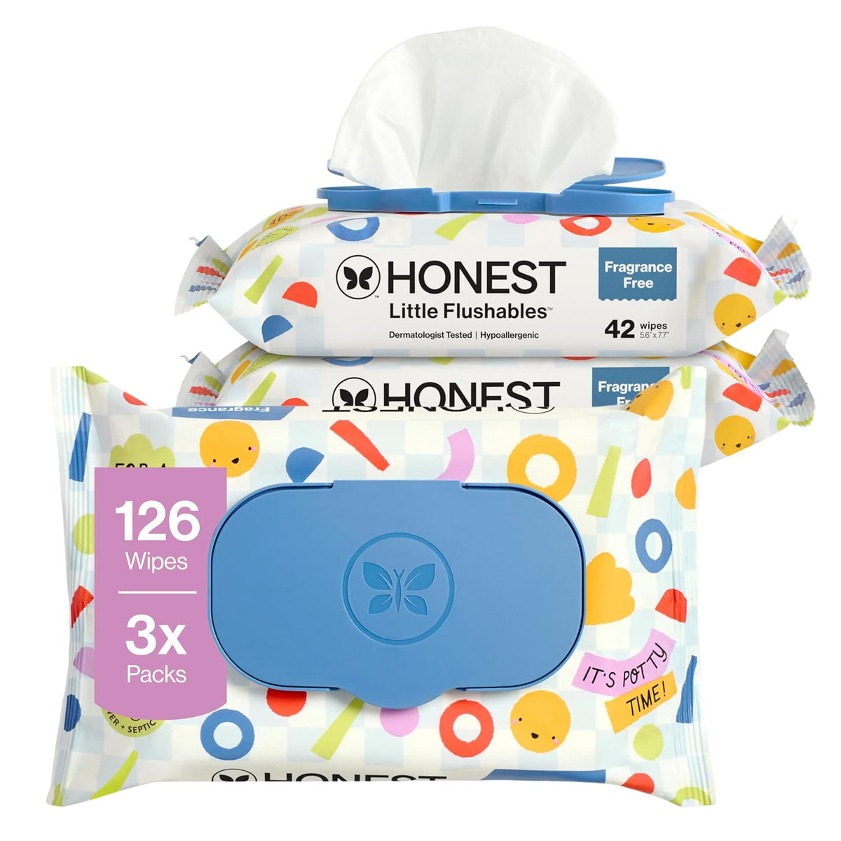 The Honest Company Toddler Flushable Wipes, Hypoallergenic, 126 Count