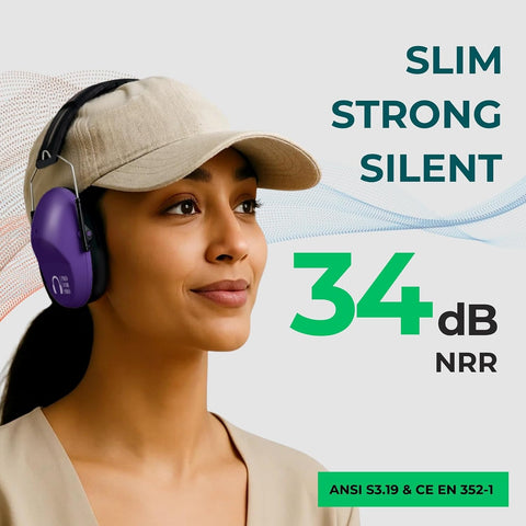 Pro For Sho 34dB NRR Ear Protection, Noise Reduction Ear Muffs - Purple