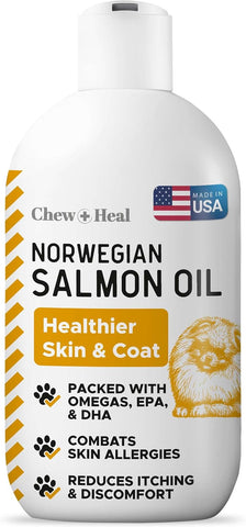 Salmon Oil for Dogs - Premium Fish Oil for Skin and Coat Health - Omega 3 Supplement - Supports Itchy Skin - 8 oz Liquid - Norwegian Dog Salmon Oil - Essential Dog Supplement