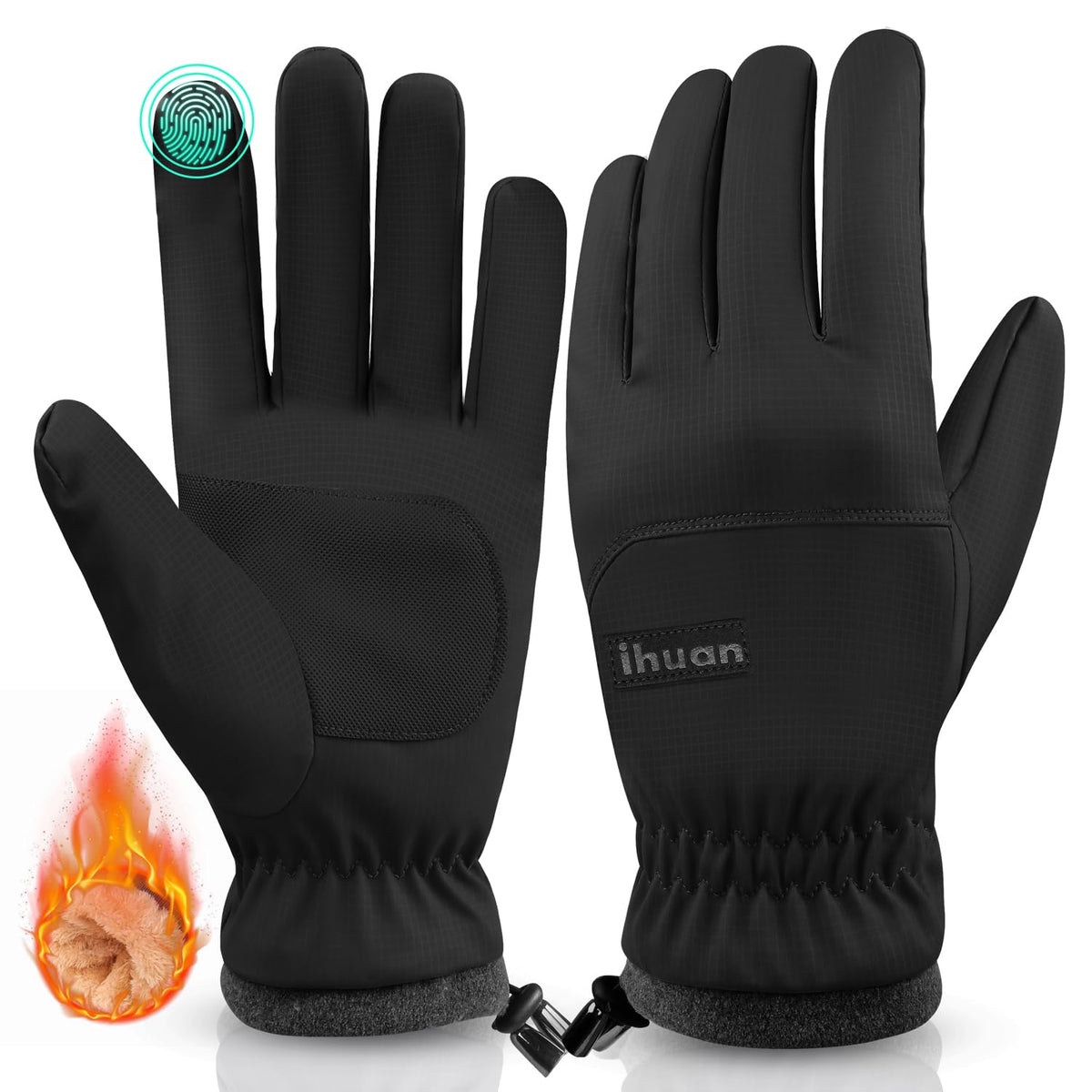 ihuan Winter Waterproof Ski Gloves Men Women, Snow Warm Cycling Cold Weather, Driving Biking Running