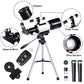 Telescope for Adults & Kids, 70mm Aperture Refractor (15X-150X) Portable Travel Telescope with Phone Adapter & Wireless Remote, Astronomy Beginners Gifts, Black