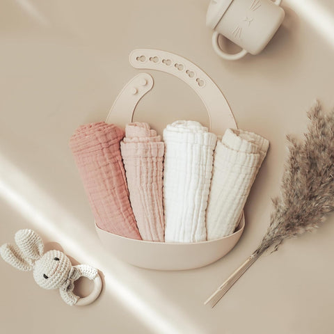 Konssy 7 Pack Muslin Baby Washcloths, Burp Cloths & Wash Cloths for Babies
