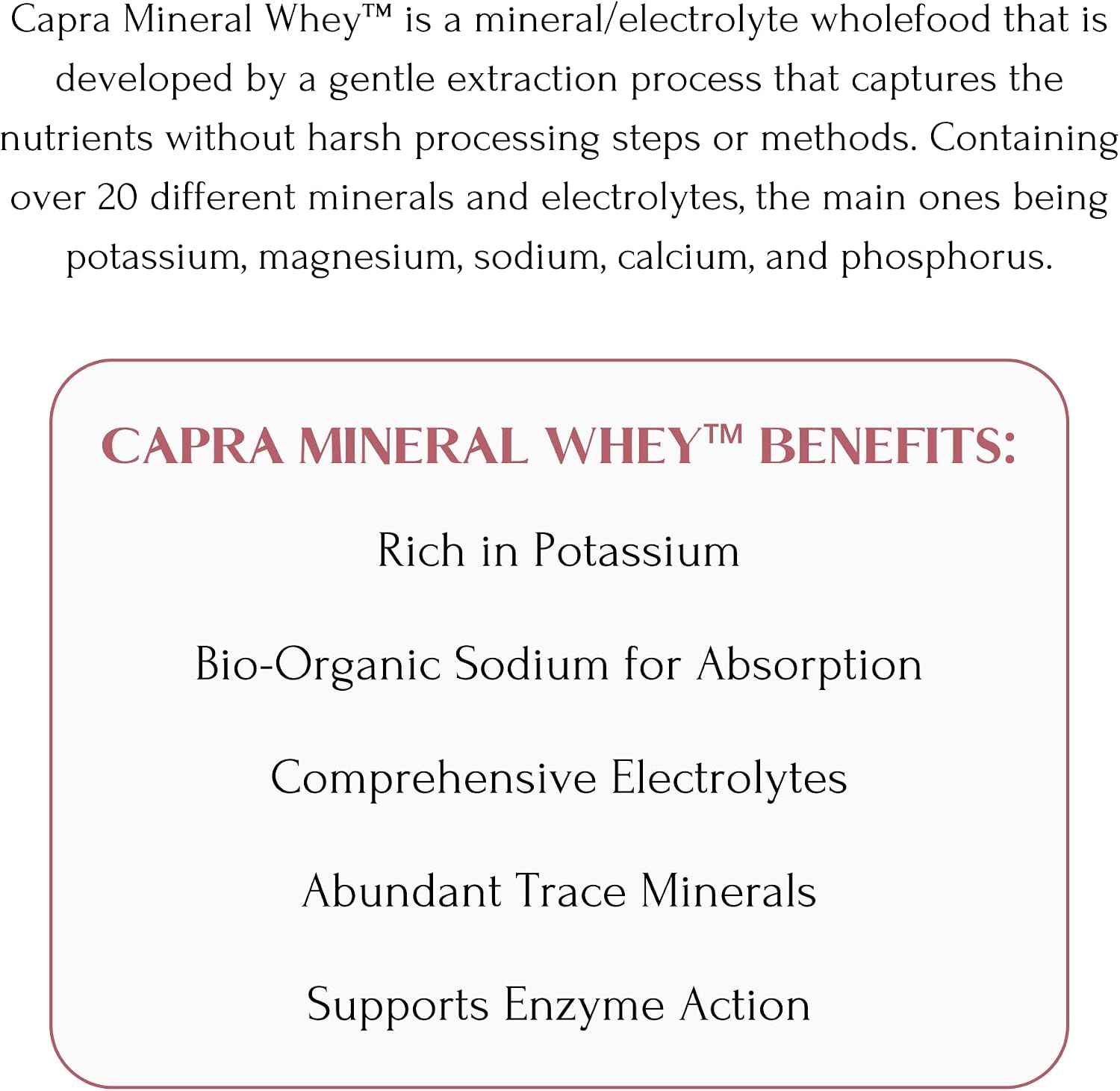 Mt. Capra Mineral Whey | A Whole Food, Bio-Available Mineral/Electrolyte Powder Supplement from Goat Milk Whey, Rich in Potassium, Alkalizing | 56 Servings - 50.8 oz