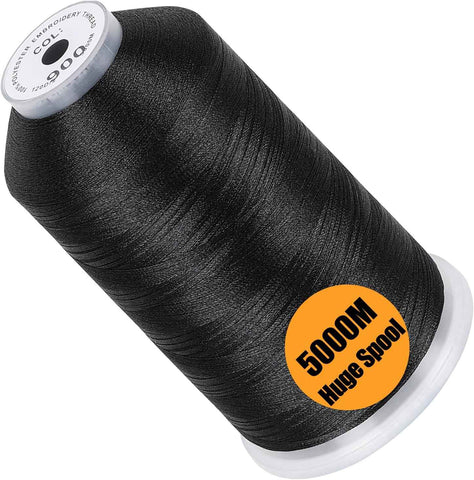 New brothread 5000M Huge Spool Embroidery Machine Thread - Black
