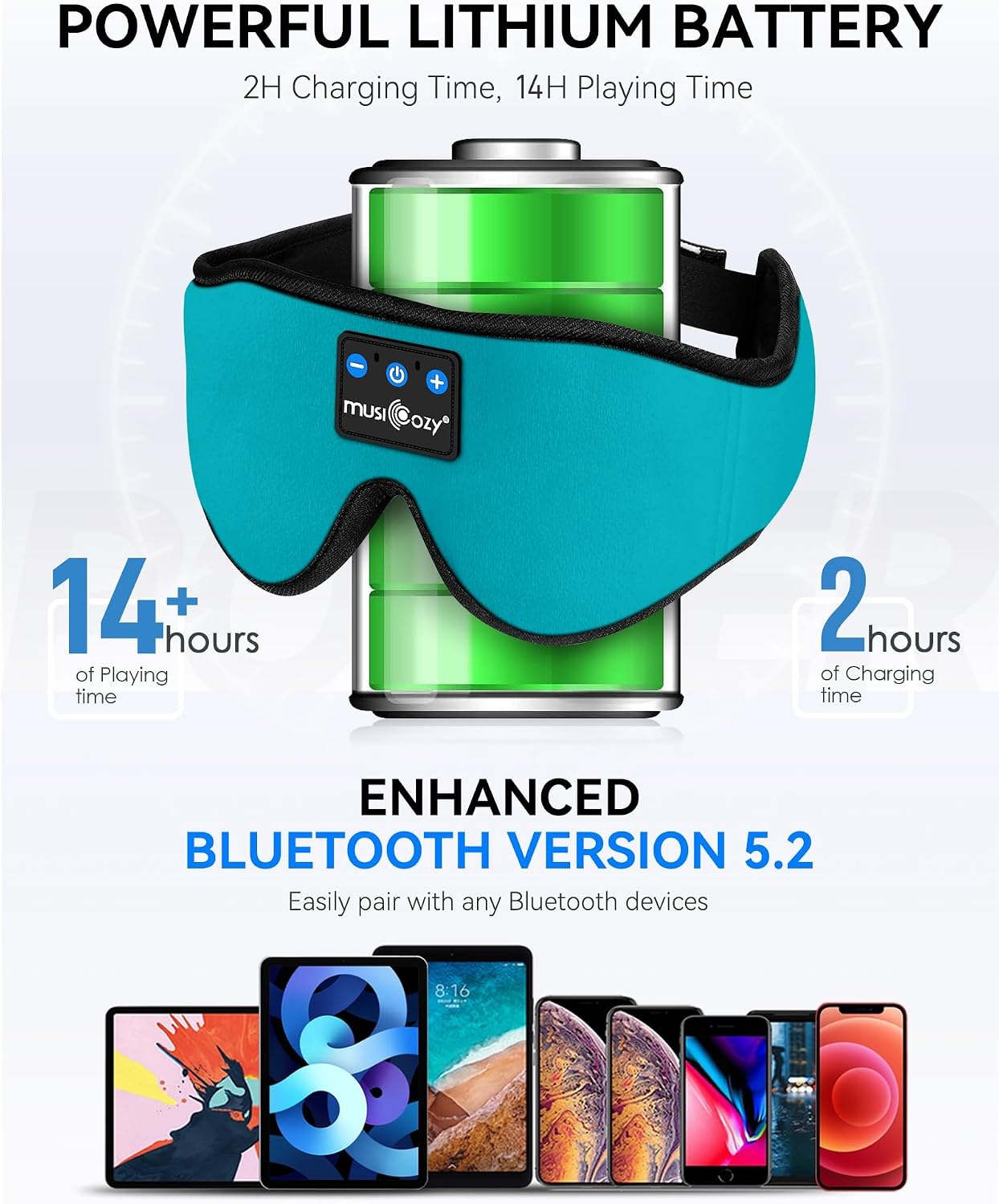 MUSICOZY 3D Sleep Headphones Bluetooth 5.4 Sleep Mask with HD Speakers
