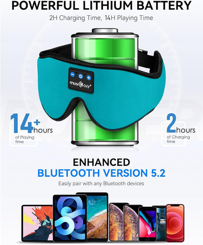 MUSICOZY 3D Sleep Headphones Bluetooth 5.4 Sleep Mask with HD Speakers