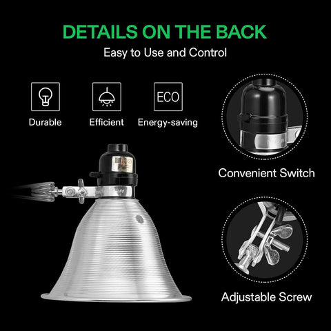 VIVOSUN 2 Pack Clamp Lamp Light with Detachable 5.5 Inch Aluminum Reflector