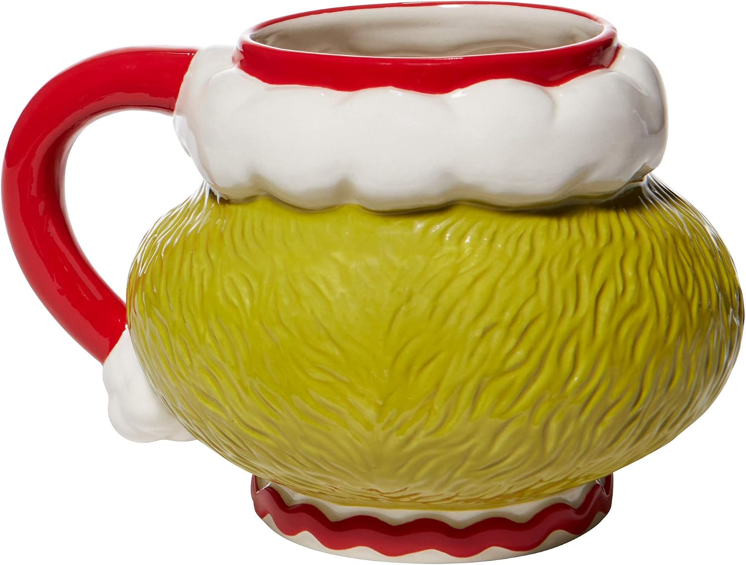 Department 56 Dr. Seuss Grinch Santa Face Sculpted Coffee Mug, 32 Ounce, Multicolor