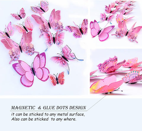OPSEAM 3D Butterfly Wall Decor Butterfly Decorations Stickers with Magnets