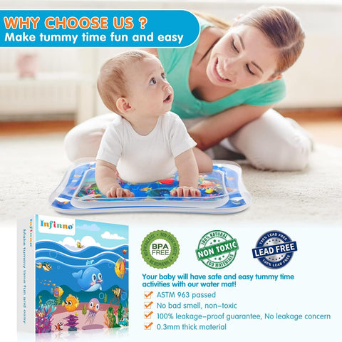 Infinno Inflatable Tummy Time Water Mat, Baby Sensory Toys 3-24 Months