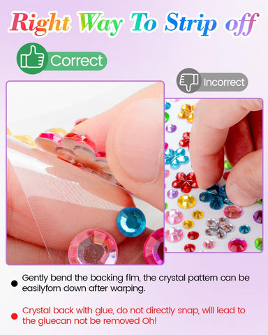 6124Pcs Gem Stickers-Self-Adhesive Face Jewelry Stickers, Acrylic Gems DIY Crafts, Sparkling Heart-Shaped Rhinestone for Kids, for Party & Holiday Supplies