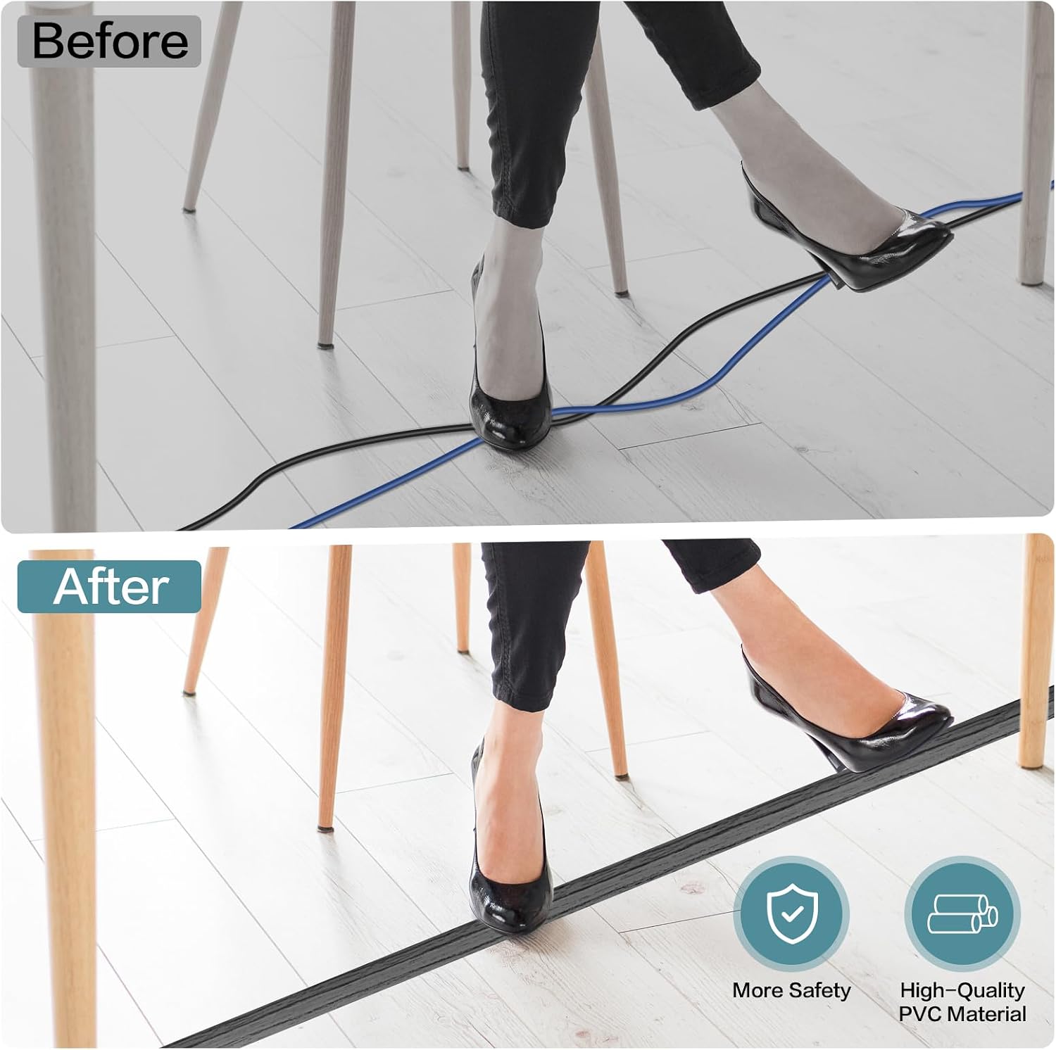 LSGCQ Floor Cord Cover Self Adhesive Cord Hider Floor Cable Management