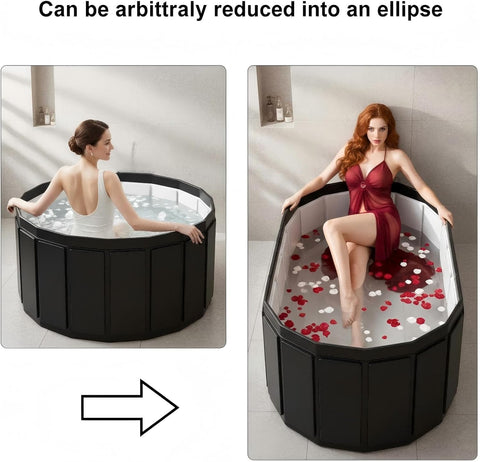 Portable Bathtub for Adult, Foldable Soaking Bathtub for Hot SPA&Ice Bath, Foldable Small Bathtub collapsible bathtub for Bathing, 6-layer Insulated portable tub,Space-Saving (black 41.3X26.6 IN)