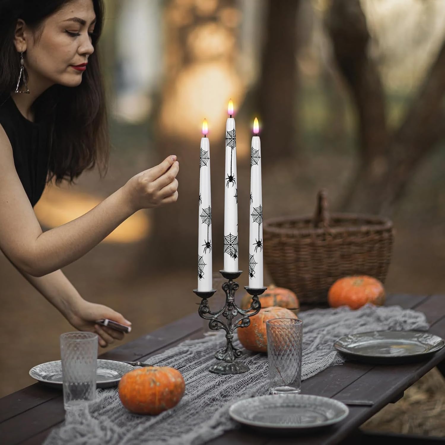 Wondise Halloween Flameless Taper Candles with Remote & Timer