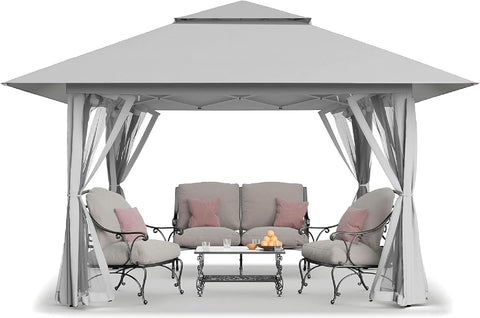 CROWN SHADES 11x11 Pop Up Gazebo, Outdoor Canopy Tent, Gray