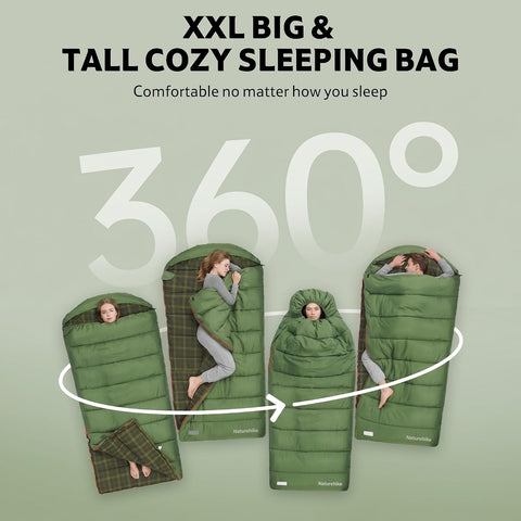 Naturehike Big & Tall Flannel Sleeping Bag for Adults