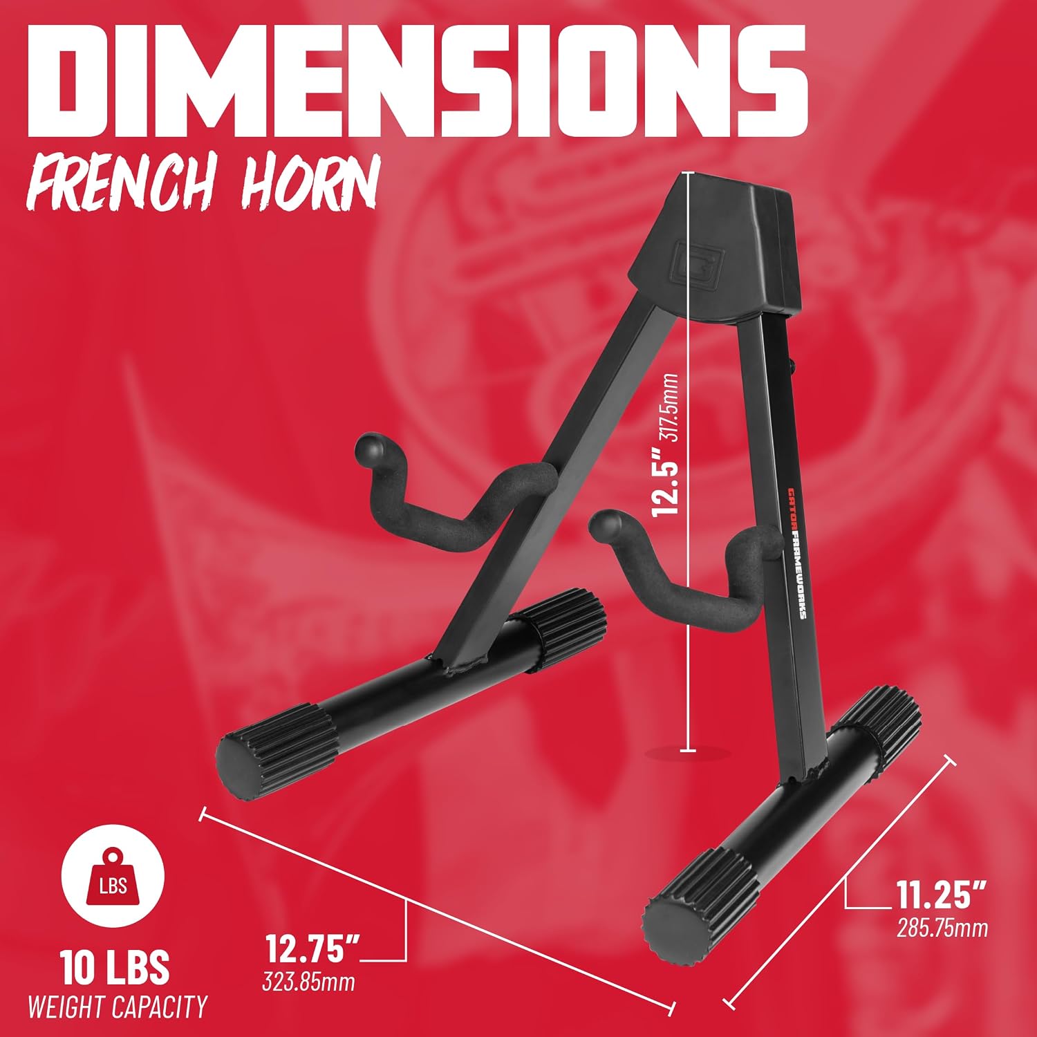 Gator Frameworks A- Frame Style Stand for Standard-Sized French Horns (GFW-BNO-FRHORN)