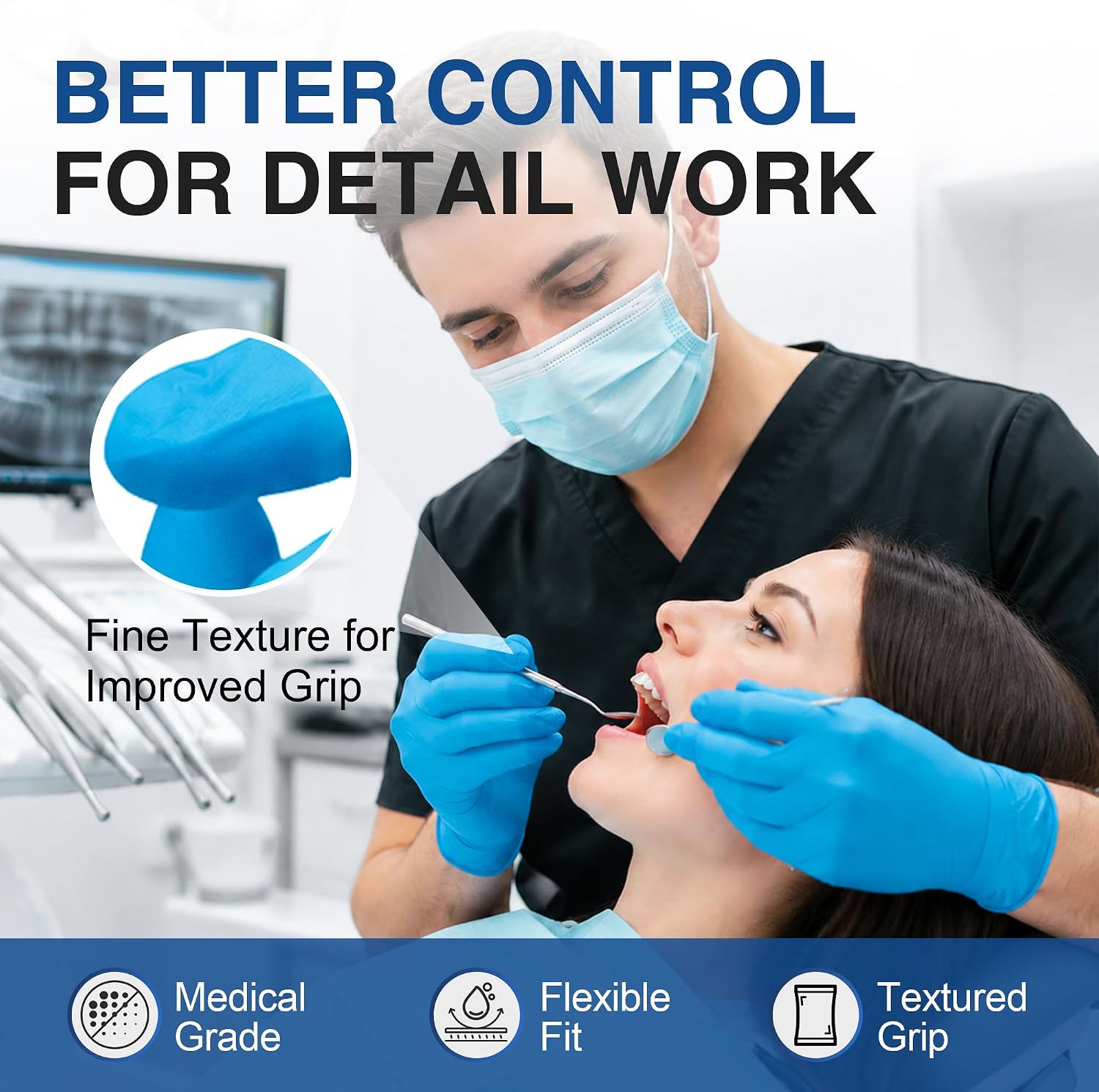 Schneider Black Nitrile Gloves, Gloves Disposable Latex Free, Powder Free