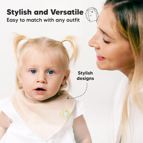 KeaBabies 8pk Organic Baby Bandana Bibs for Drooling Teething, Muted Pastel