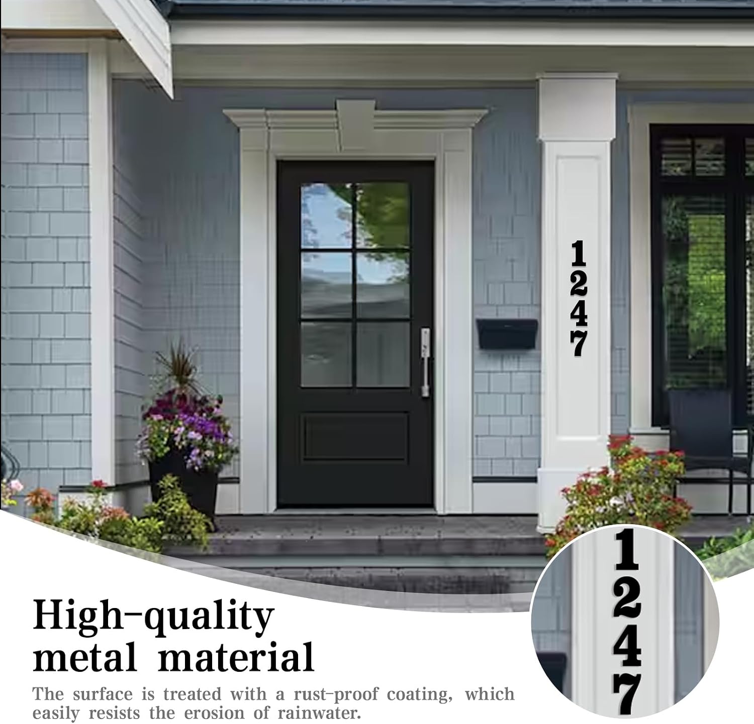 3"4"5"6"7"8" House Numbers for Outside Modern Address Sign - Matte Black Metal Letters Door Numbers Plaque for Home Street Garden & Office Weatherproof Number Letters (Letter F)