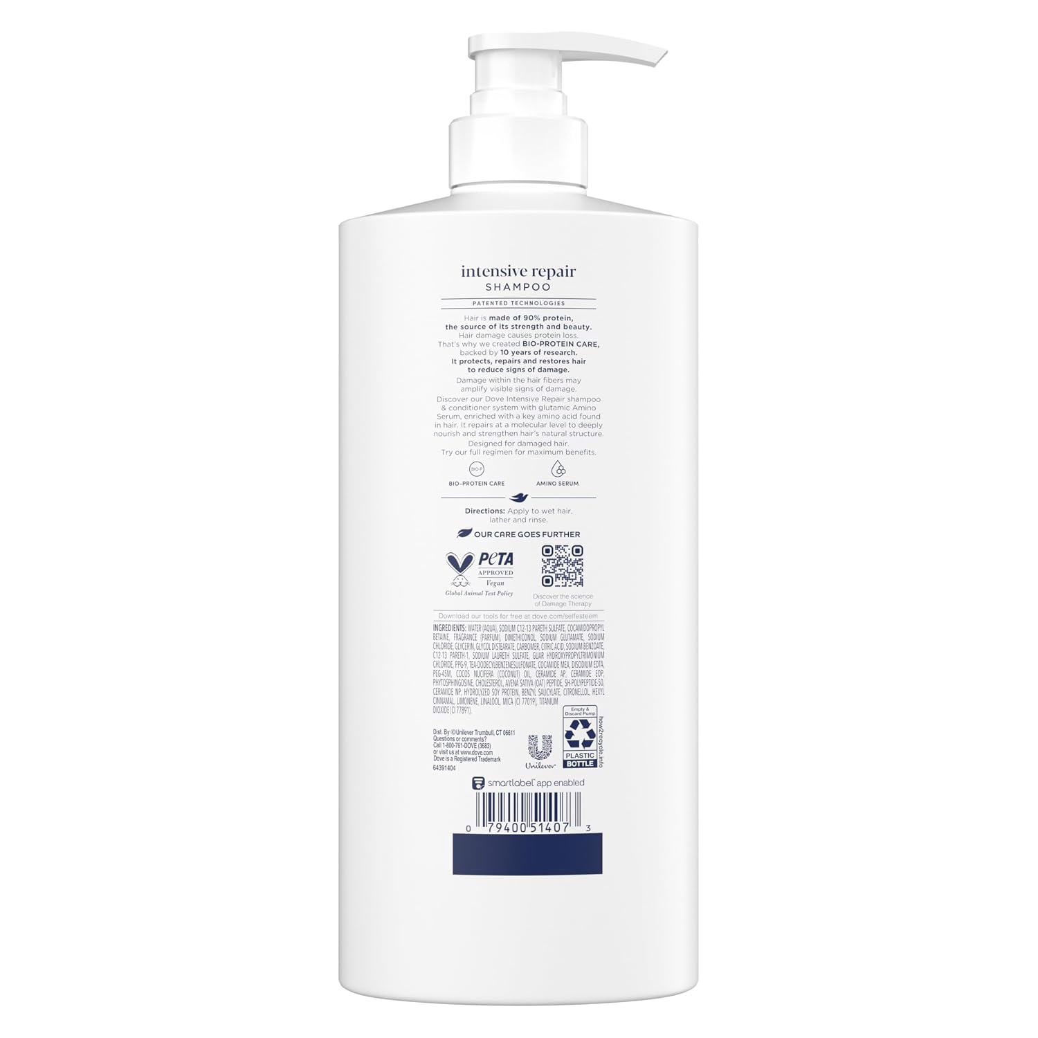 Dove Shampoo 4 Pack Intensive Repair for Damaged Hair with Bio-Protein Care Technology and Amino Serum 28 Fl Oz