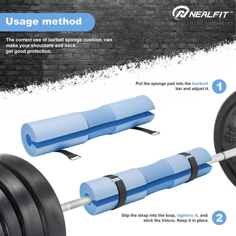 NEALFIT Barbell Pad Squat Pad for Squats—Squat Bar Pad—Great for Weightlifting,Lunges and Hip Thrusts—Foam Sponge Pad—Fit Standard and Olympic Bars Perfectly