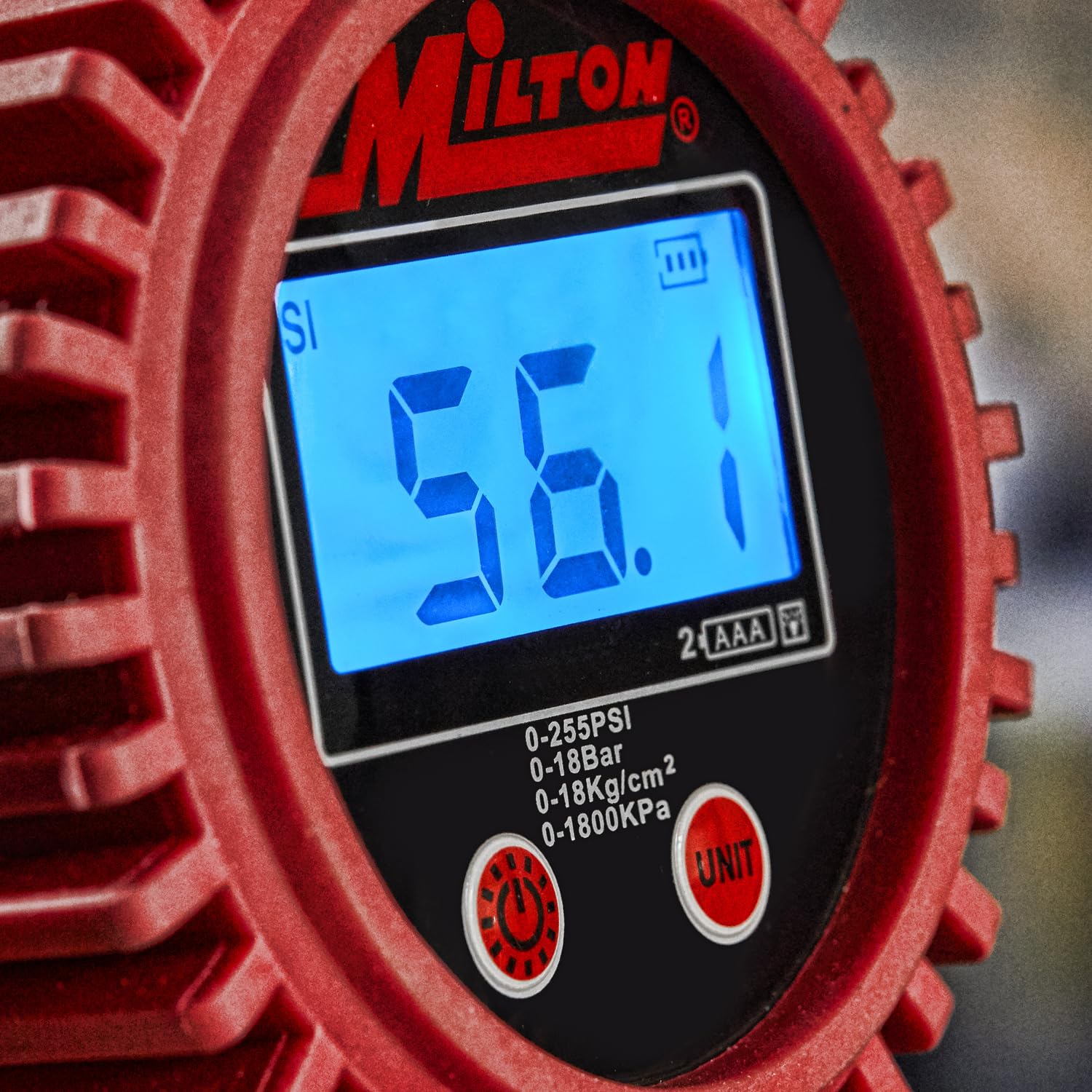 Heavy-Duty Digital Tire Pressure Gauge with Inflator, Clip-on Air Chuck, 20” Air Hose, Easy to Read 0.1 Display, Pistol Grip Handle, Max 255 PSI, 1/4" NPT, Assembled in USA