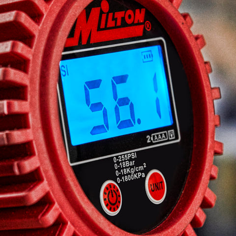 Heavy-Duty Digital Tire Pressure Gauge with Inflator, Clip-on Air Chuck, 20” Air Hose, Easy to Read 0.1 Display, Pistol Grip Handle, Max 255 PSI, 1/4" NPT, Assembled in USA
