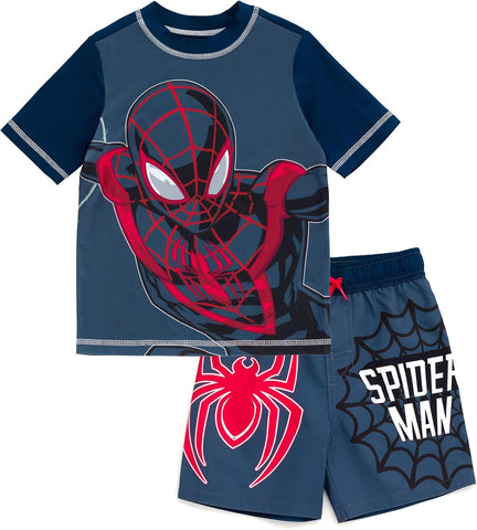 Marvel Boys' 2-Piece Rash Guard and Swim Trunks Set Toddler to Big Kid