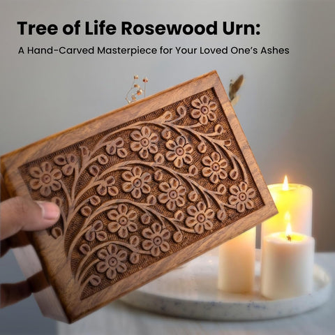 SIC Tree of Life Box for Human Ashes, Rosewood Adult, 200 cu in