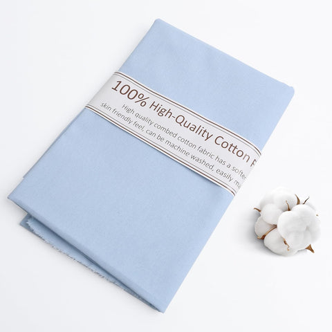 Lake Blue Cotton Fabric, Natural 100% Cotton Poplin Fabric by The Yard 59 Inches Wide Lining Fabric for Sewing Apparel Cloth Soft Embroidery Quilting, 2 Yard