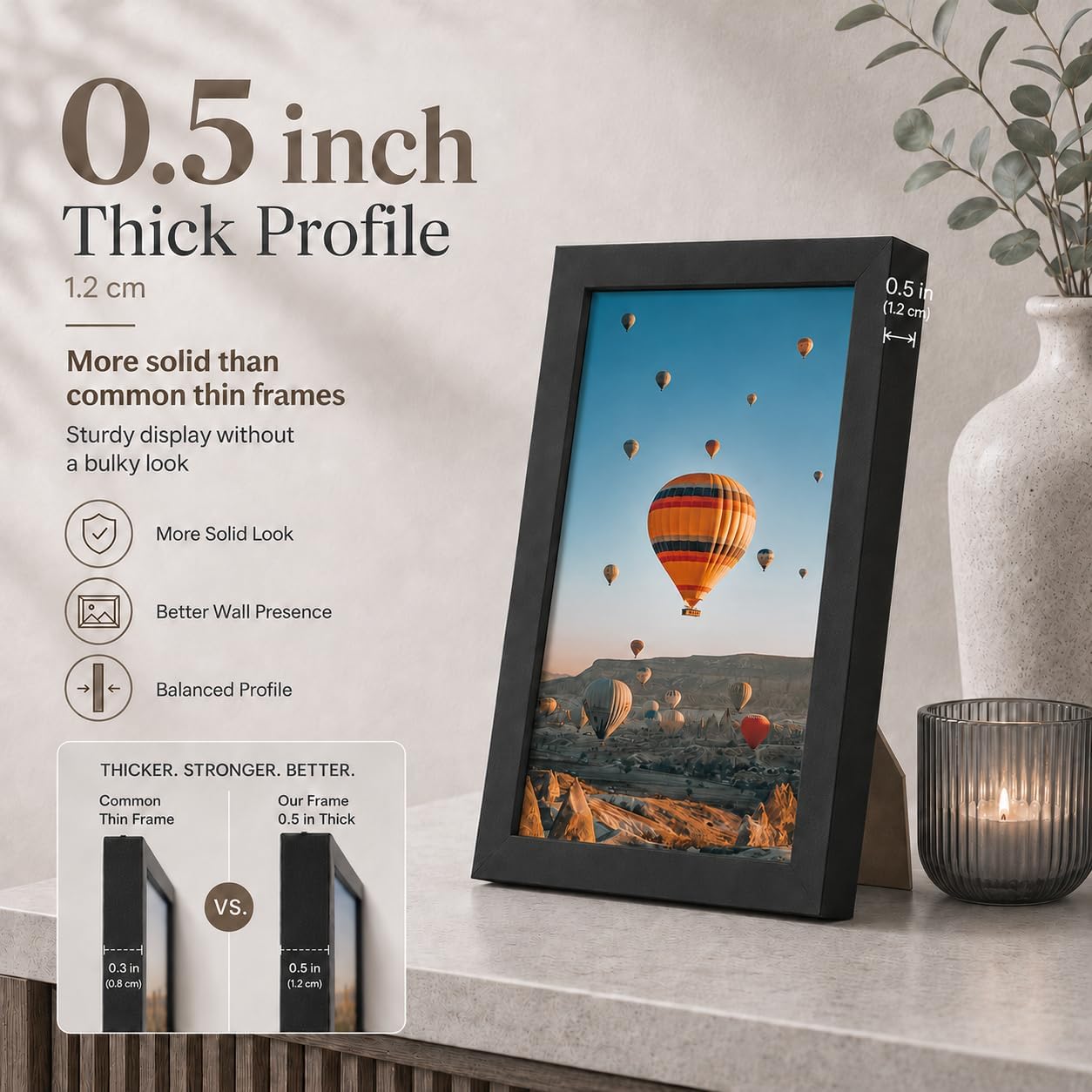 JCJMY 8.5x11 inch Picture Frame Black for Certificate Poster and Photo, Horizontal and Vertical Formats for Wall Hanging or Tabletop, 8.5x11 Frame with Shatter Resistant Plexiglass, Black
