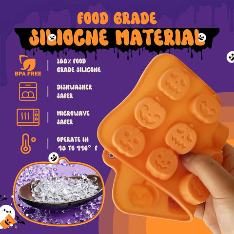 Pumpkin Candy Silicone Molds for Halloween Small Chocolate, Wax Melts, Cake Decoration 15 Cavity Food Grade Bpa Free for Kids, Oven Safe DIY Homemade Mould Treat or Trick -1 PC