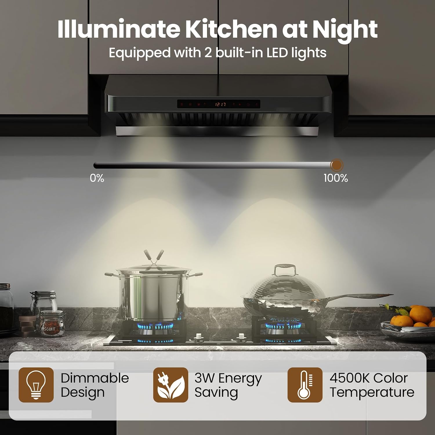 ARLIME Range Hood 30 Inch Under Cabinet, 900 CFM Kitchen Stove Vent