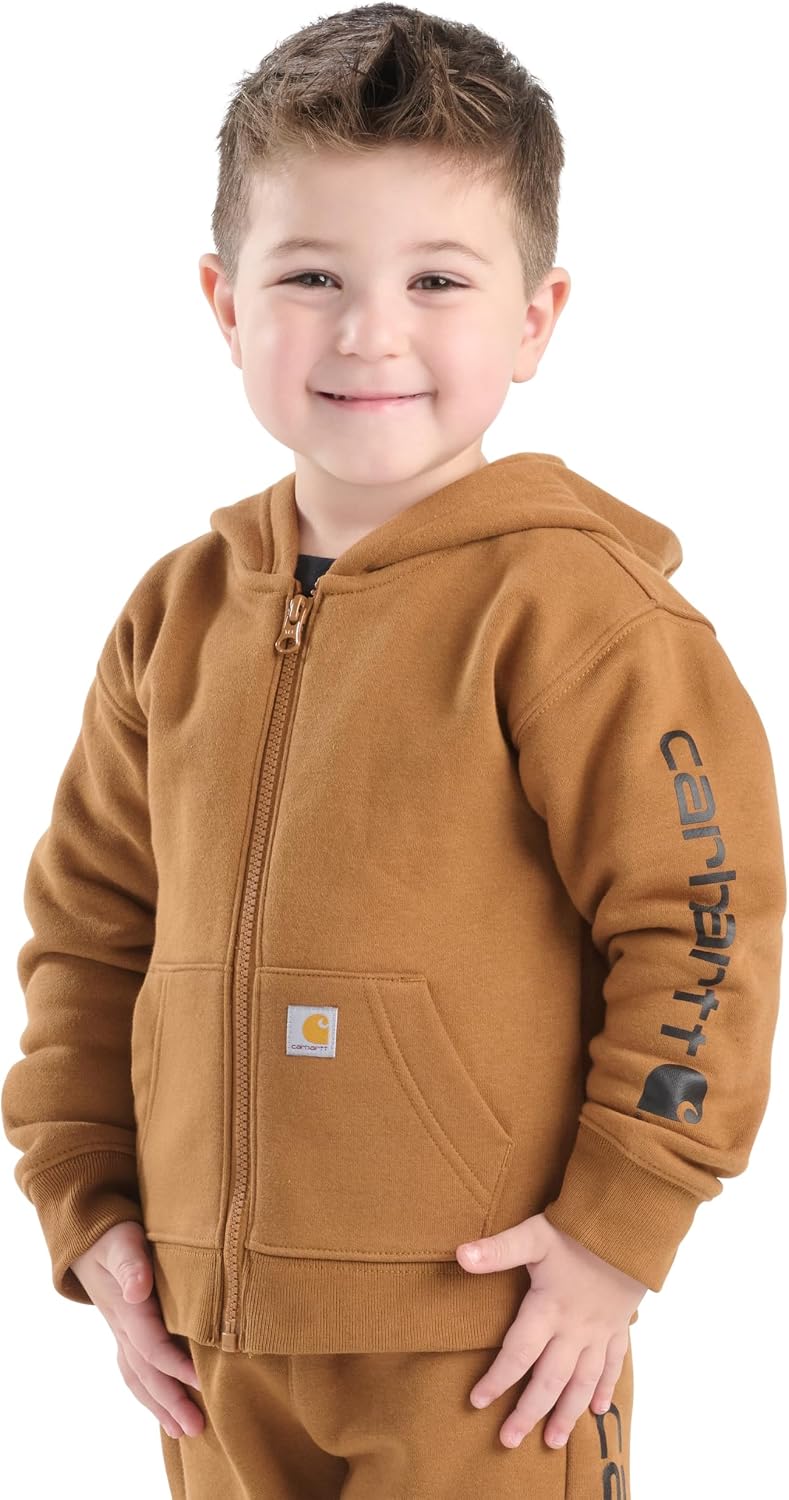 Carhartt Kid's CP8675 Long-Sleeve Full-Zip Logo Sweatshirt - Boys