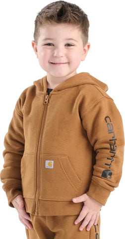 Carhartt Kid's CP8675 Long-Sleeve Full-Zip Logo Sweatshirt - Boys