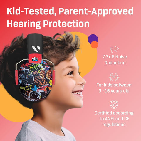 Kids Noise Canceling Headphones - 33 dB (2K Hz) - Ear Protection Earmuffs