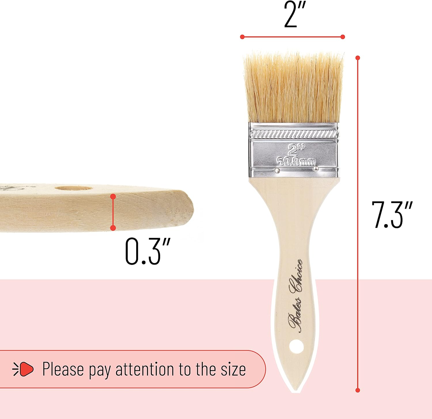 Bates- Chip Paint Brushes, 2 Inch, 9 Pack, Natural Bristle with Wood Handle