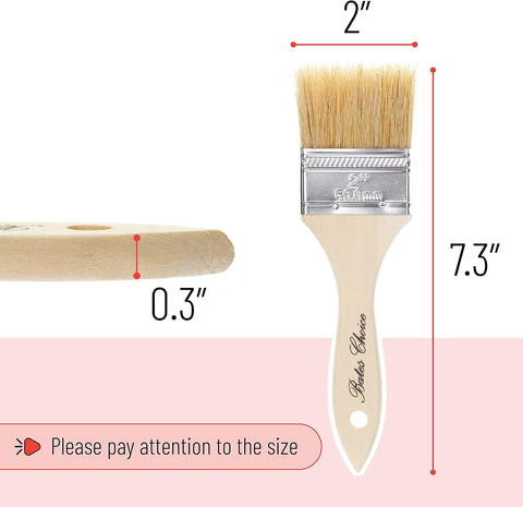 Bates- Chip Paint Brushes, 2 Inch, 9 Pack, Natural Bristle with Wood Handle