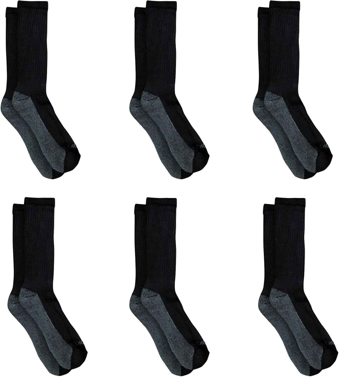 Dickies Men's Dri-tech Original Moisture Control Crew Socks, Available in M-xxl (6, 12, 18 Pairs)