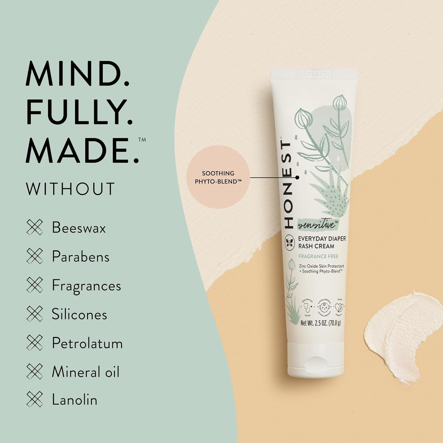 The Honest Company Diaper Rash Cream, Hypoallergenic, Cruelty-Free, 2.5 oz