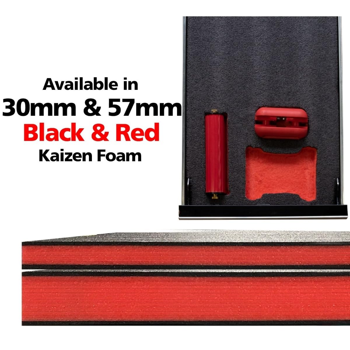 FastCap Kaizen Foam Sheet for Tool Organizers and Storage - Perfect for Professional Contractors and Technicians - 30mm Thickness, 2' x 4' Sheet Size, Black & Red