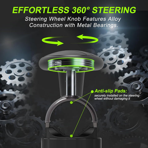 Tool Free Steering Wheel Knob, Suicide Knob for 3.45-4.9" Steering Wheel with Metal Bearing, Steering Wheel Knob Spinner for Cars, Trucks, Mowers, Boats, No Screws or Tools Needed (1Pack, Black)