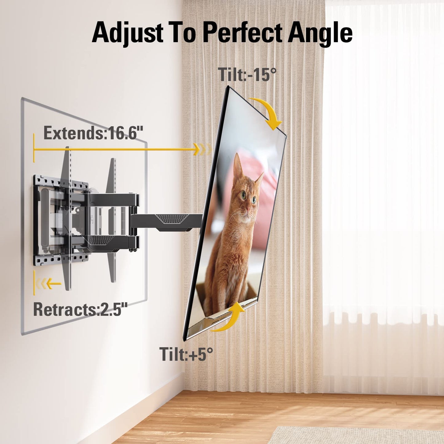 Mounting Dream UL Listed TV Wall Mount for Most 42-84 Inch TV, Full Motion TV Mount with Swivel and Tilt, TV Bracket with Articulating Dual Arms, Fits 16inch Studs, Max VESA 600X400 mm, 100 lbs,MD2617