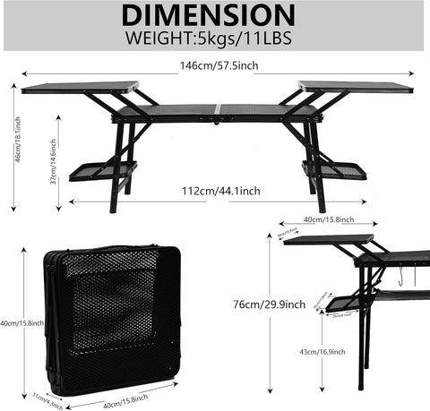 Nice C Camping Metal Table, Compact Outdoor Folding Tailgate Grill Table