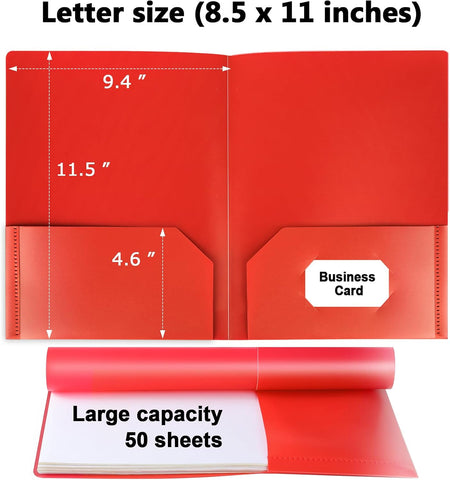 HABGP Plastic Folders with Pockets, 18 Color Heavy Duty Two Pocket Folder