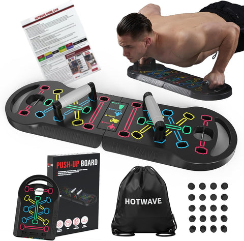 HOTWAVE Push Up Board, Portable PushUp Board, Foldable 20 in 1 Push Up Bar