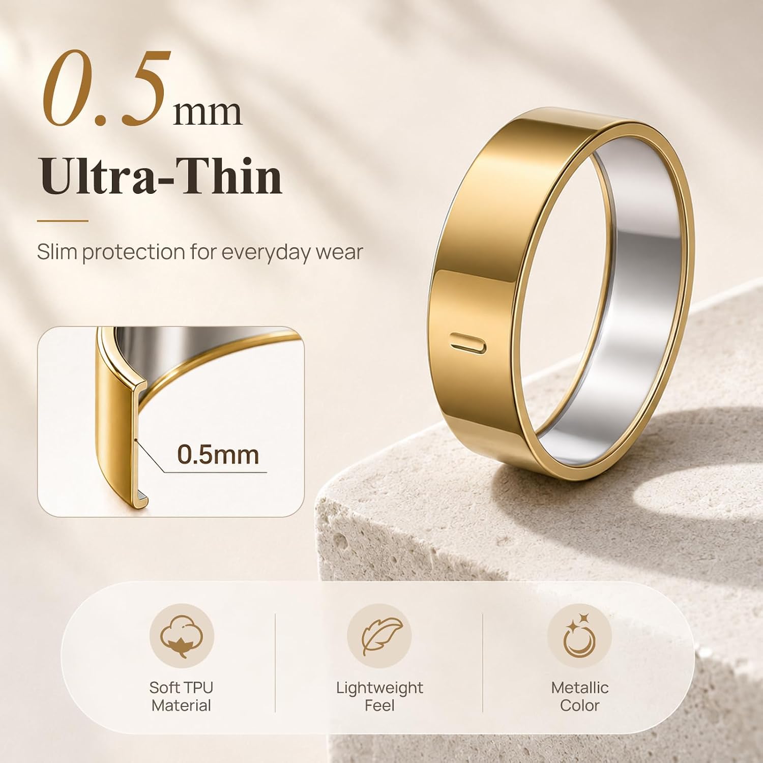 3 Pack Ring Cover Compatible with Oura Ring 5, 0.5mm Ultra-Thin