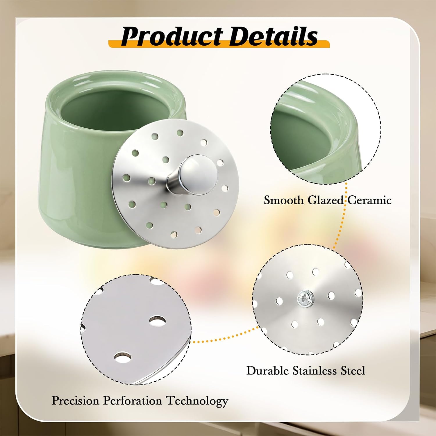 Ceramic Fruit Fly Trap for Indoors, Green, 1 Pack